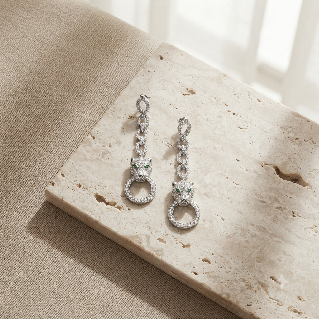 Long Panther Earrings
