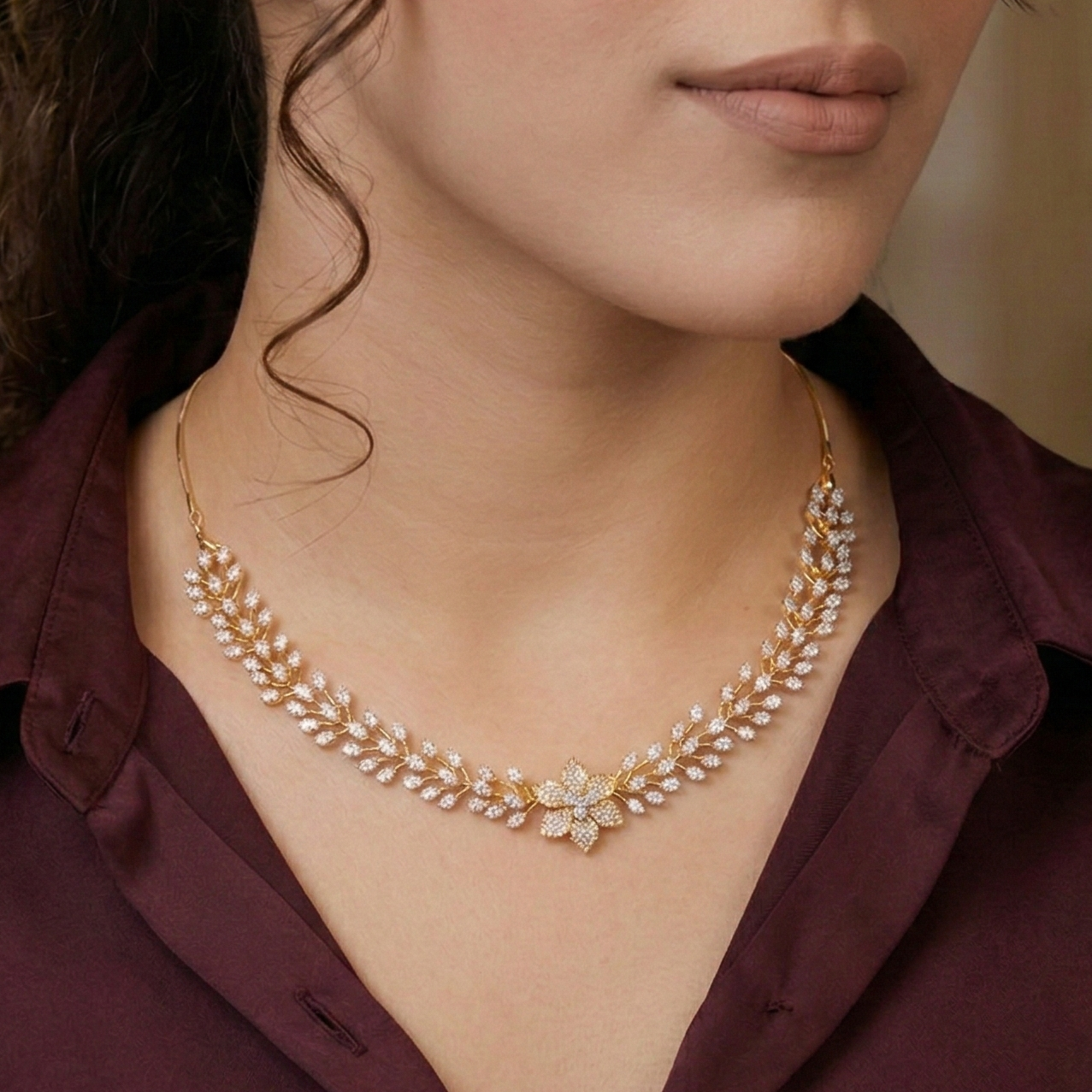Apeksha Two Toned Zirconia Necklace Set