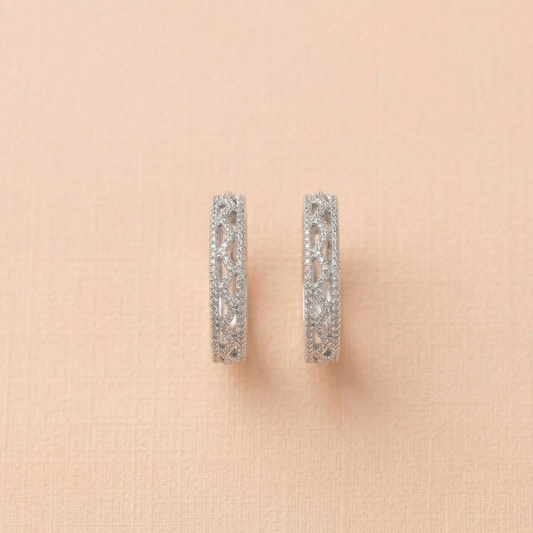 silver zirconia zix zax earring