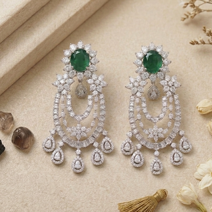 Raina Emerald Coloured Earrings