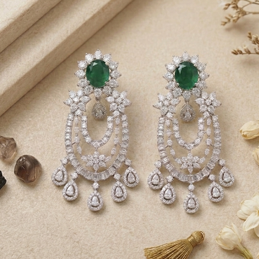 Raina Emerald Coloured Earrings