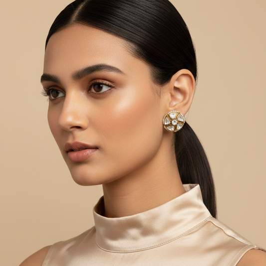 Classic Gold-Tone Crystal Stud Earrings