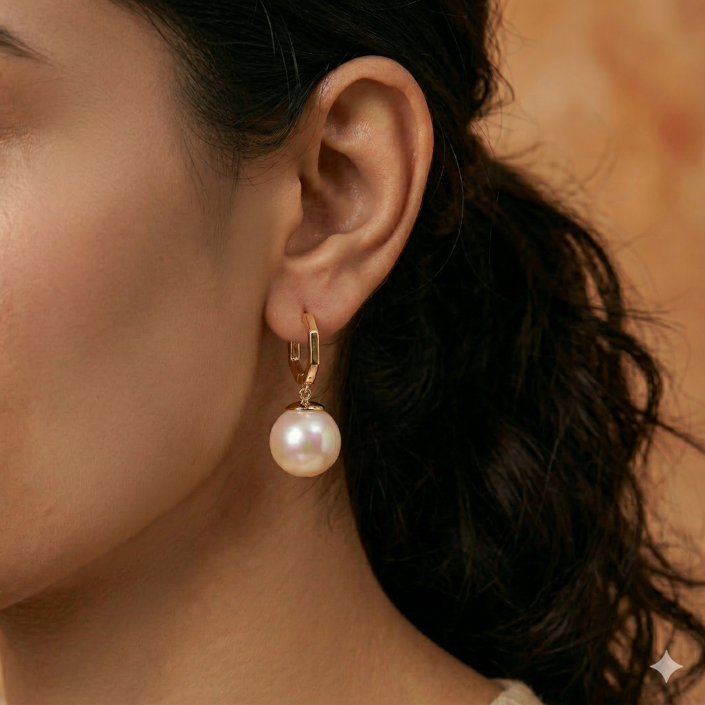 Pearl Drop Hoop Earrings