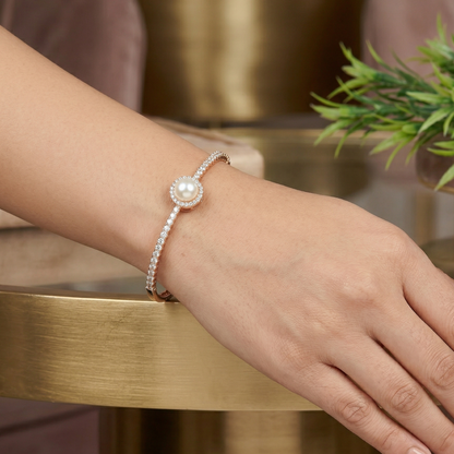 Rosegold Toned Pearl Bracelet