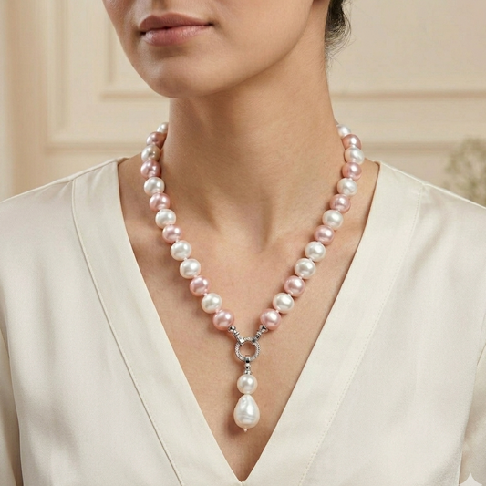 Pink and White Pearl Necklace