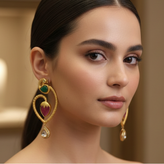 Royal Ruby and Emerald Drop Earrings