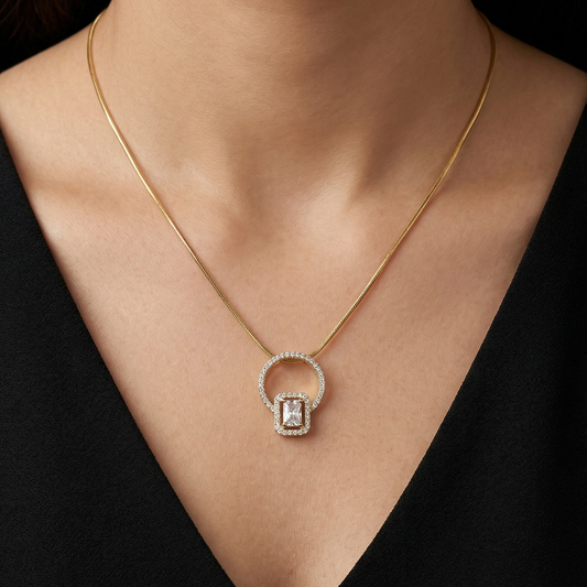 oval gold pendant set