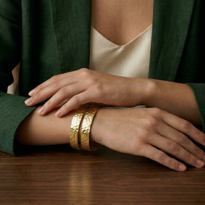 Handbeaten Chunky Gold Bangles