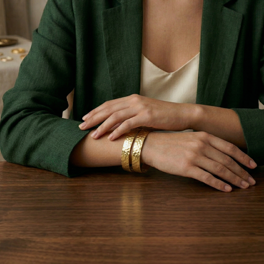 Handbeaten Chunky Gold Bangles