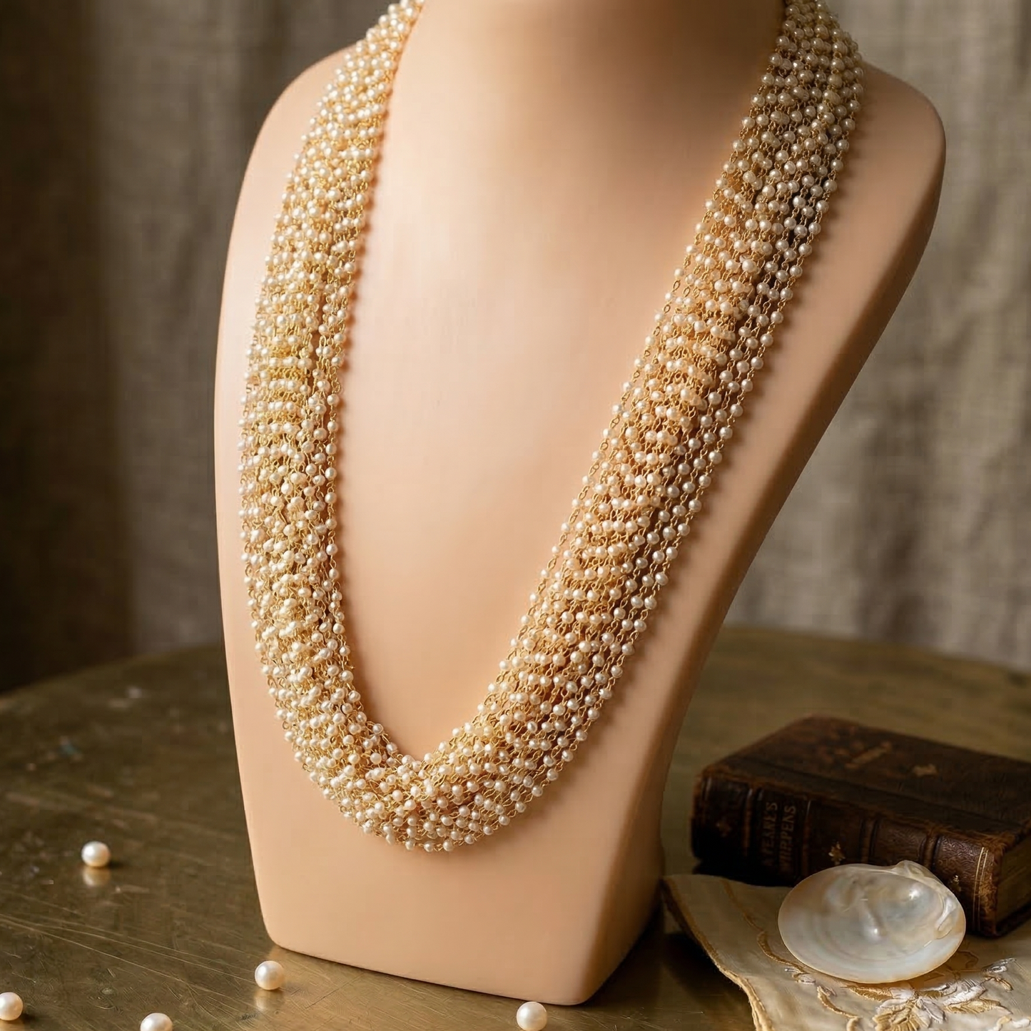 Layered Pearl And Gold Necklace