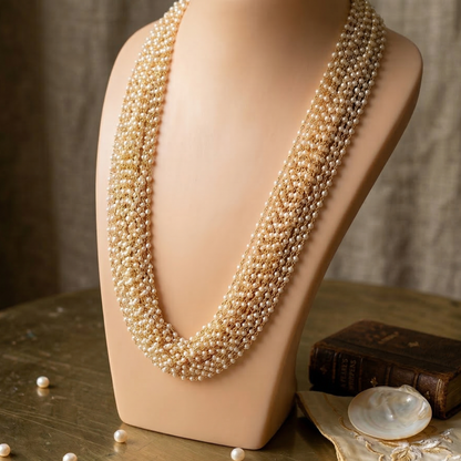Layered Pearl And Gold Necklace