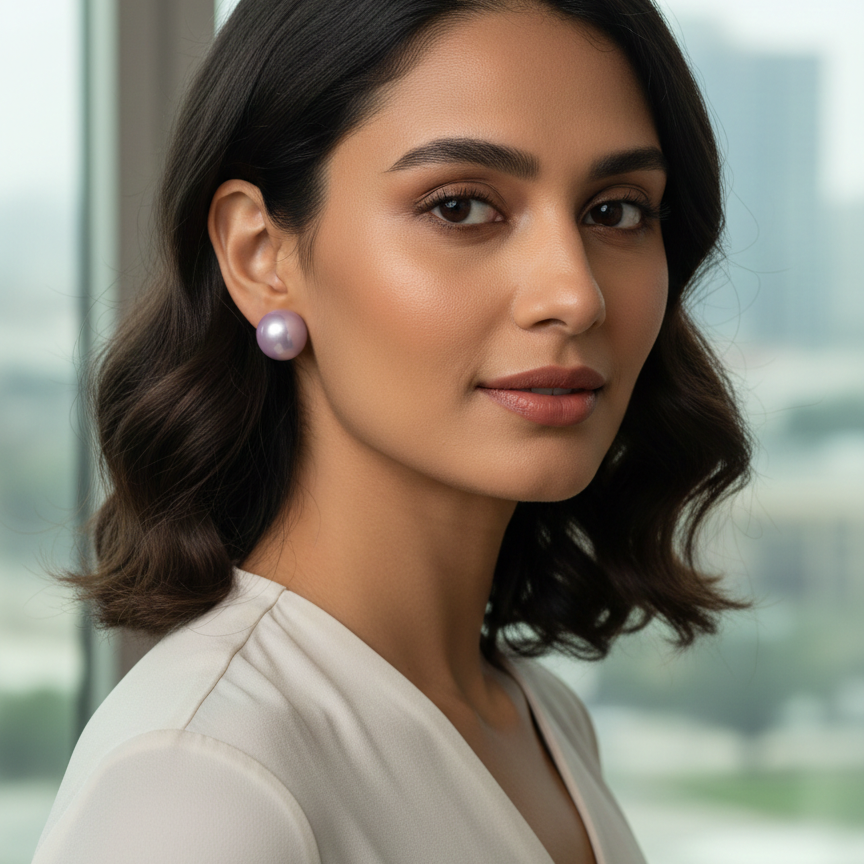 Rosegold Colour Pearl Stud Earrings