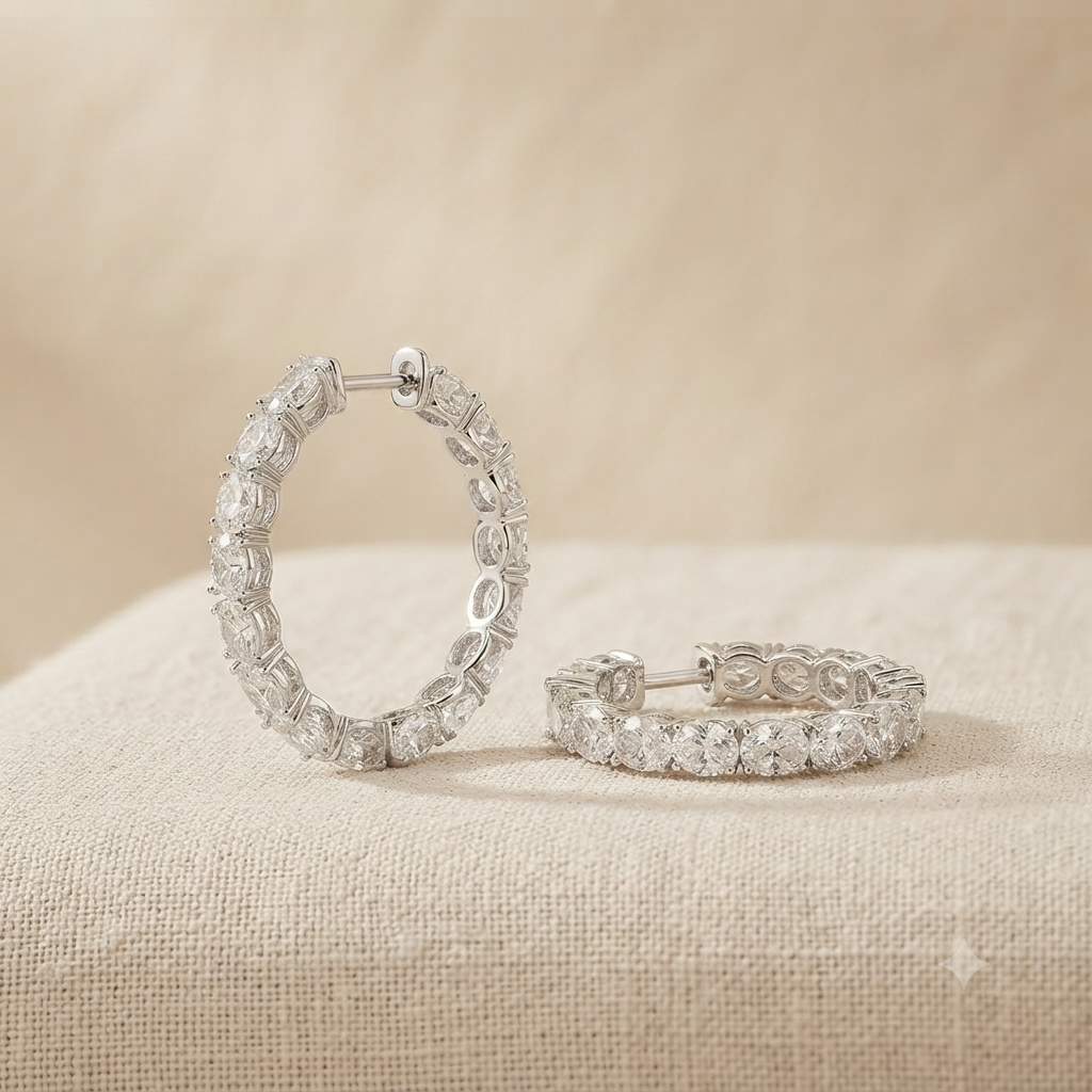 Marquis Zirconia Hoop Earrings