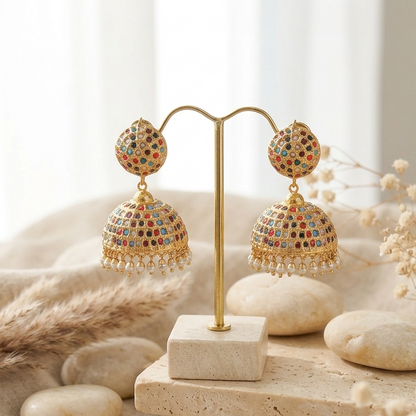 Swara Multicoloured Jadau Jhumki