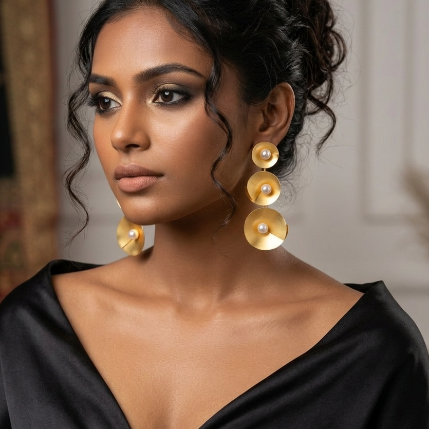 Modern Layered Pearl Earrings