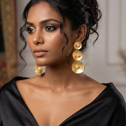 Modern Layered Pearl Earrings