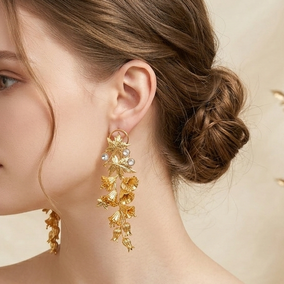 Gold Leafy Earrings