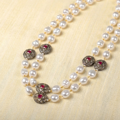 Ishvaa Pearl and Marcasite Balls Necklace Set