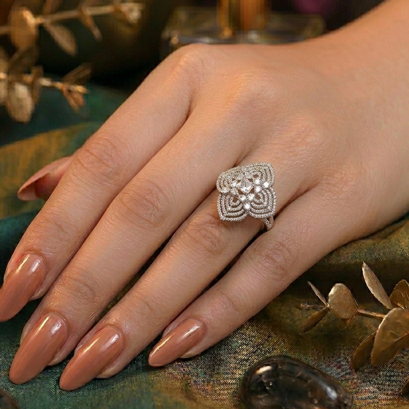 Peehu Adjustable Zirconia Cocktail Ring