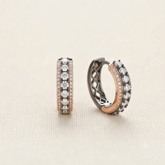 Black and Rosegold Zirconia hoop