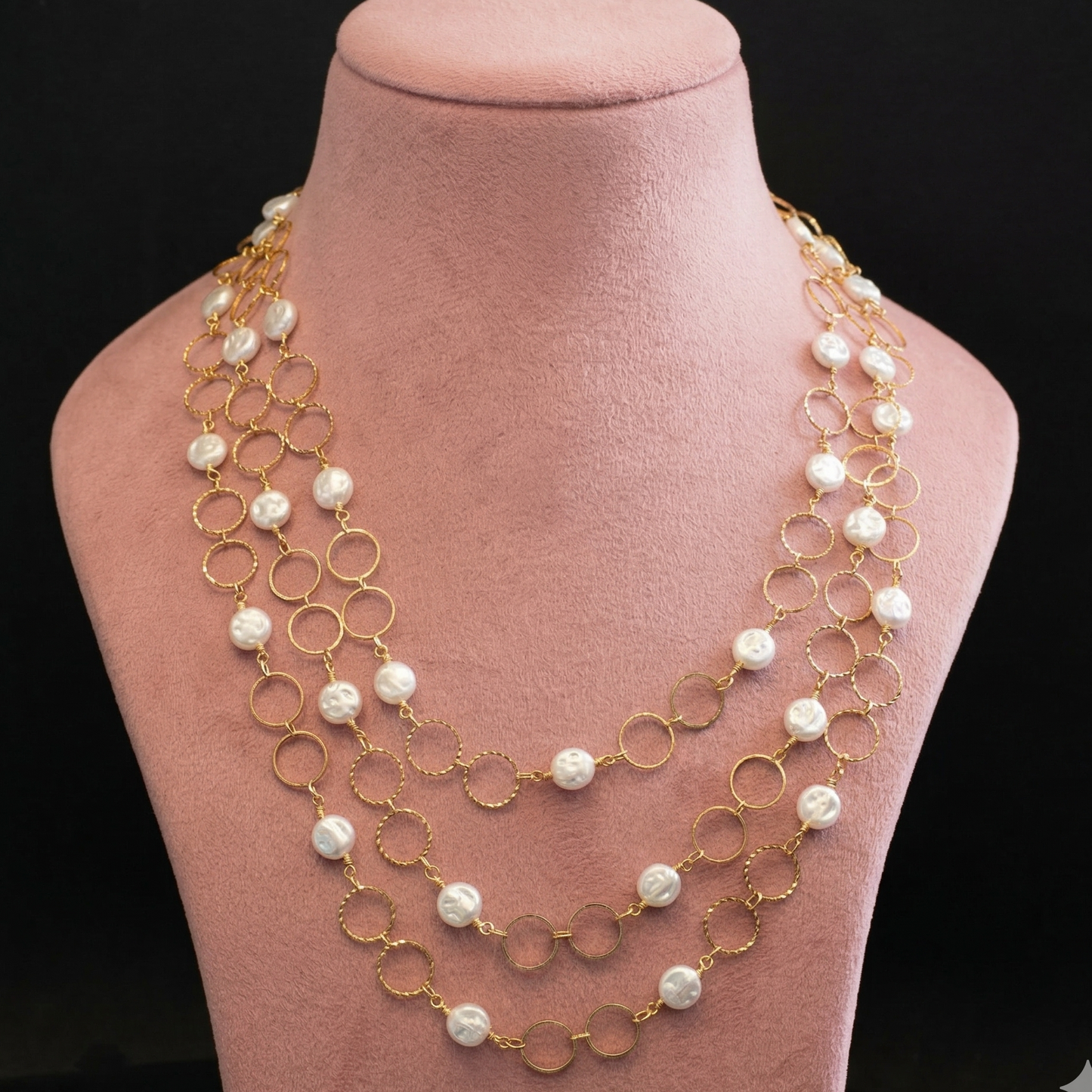 Gold Layer Pearl Necklace
