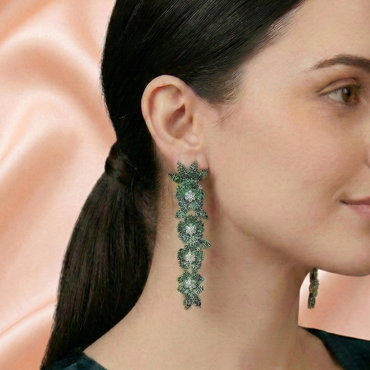 Tiana Zirconia Green Dangler Earrings