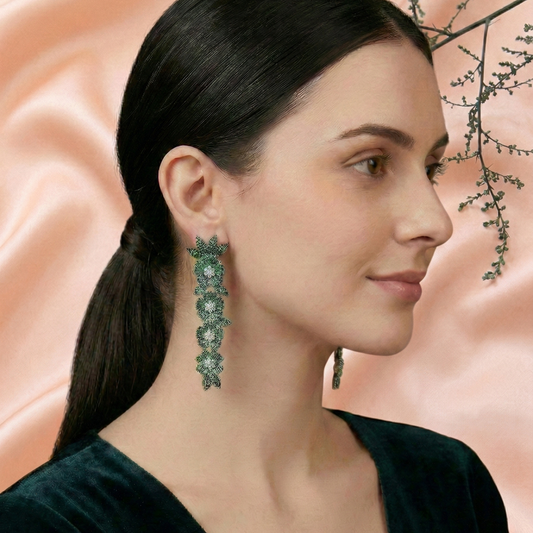 Tiana Zirconia Green Dangler Earrings