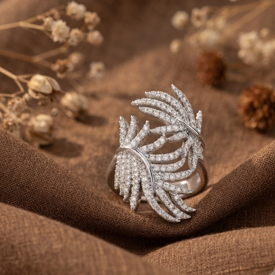 Grand Leafy Zirconia Ring