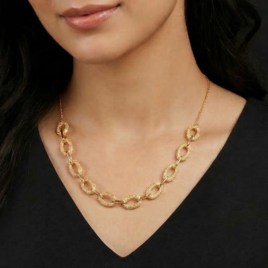 Dull Gold Modern Chain Necklace