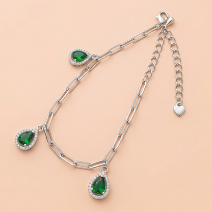 Emerald Toned Charms Chain Braclet