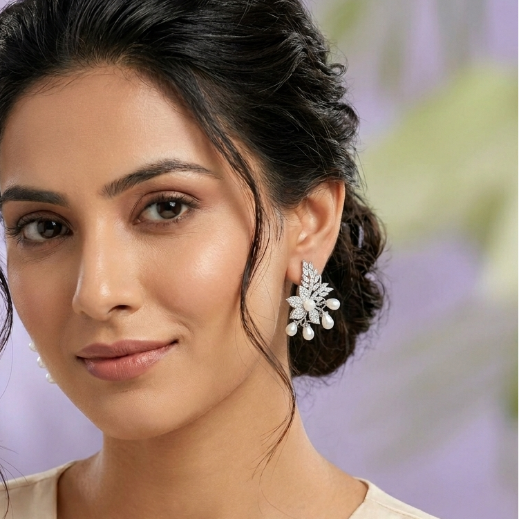 Diksha Pearl and Zirconia Earrings