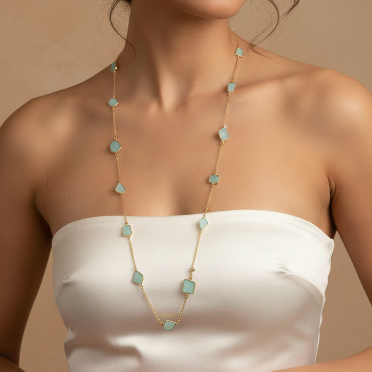 Mint Breeze Long Chain Necklace