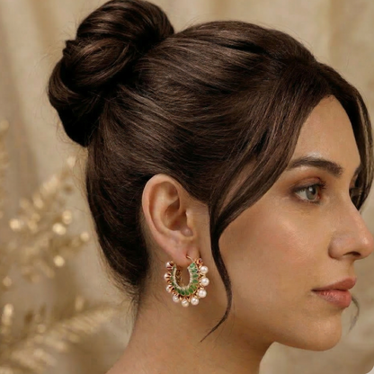 Pearl Enamel Hoop Earrings