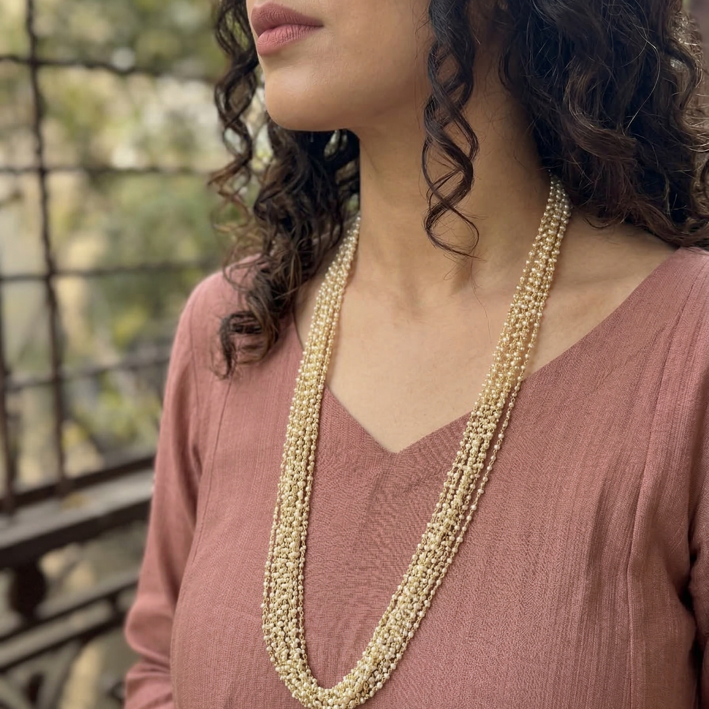 Layered Pearl And Gold Necklace
