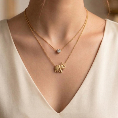 ELEPHANT AND STONE PENDANT SET