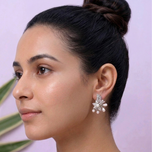 Diksha Pearl and Zirconia Earrings