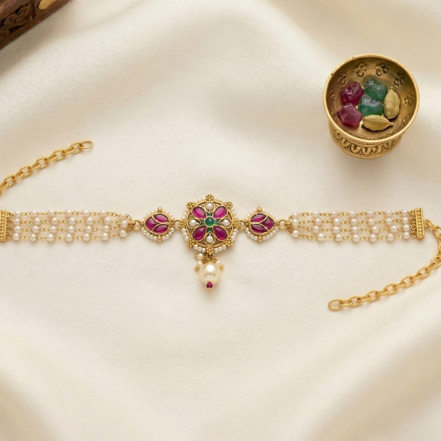 Maharani Pearl and ruby choker