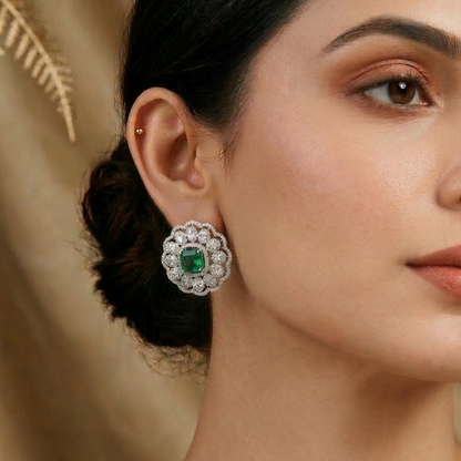 Emerald Toned Zirconia Earrings