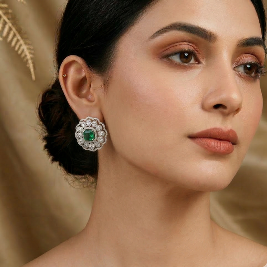 Emerald Toned Zirconia Earrings