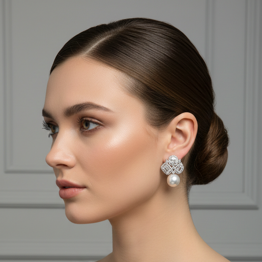 Elegant Crown Pearl Earrings