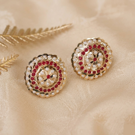 Kashvi Ruby Coloured Jadau Earrings