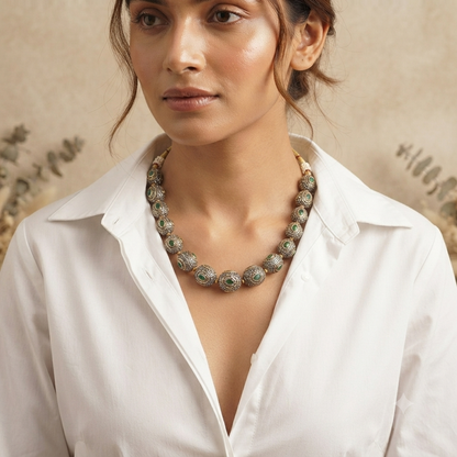 Paavni Green Stone Studded Necklace