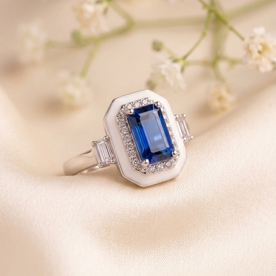 BLUE ENAMEL RING