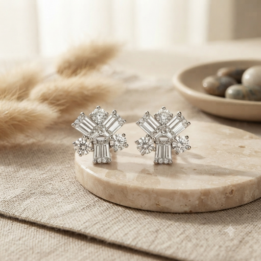 Ivory Spark Crystal Stud Earrings