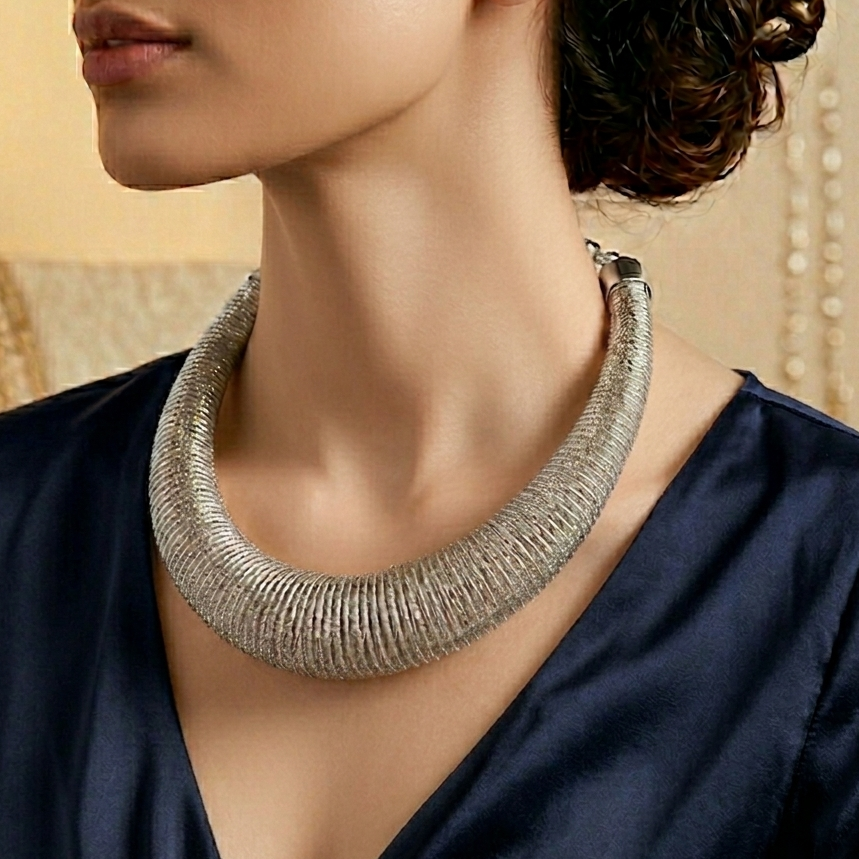 Sofia Silver Toned Modern Necklace