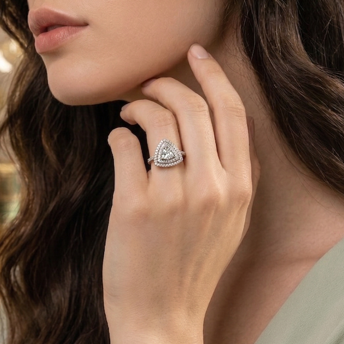 Triangle zirconia ring