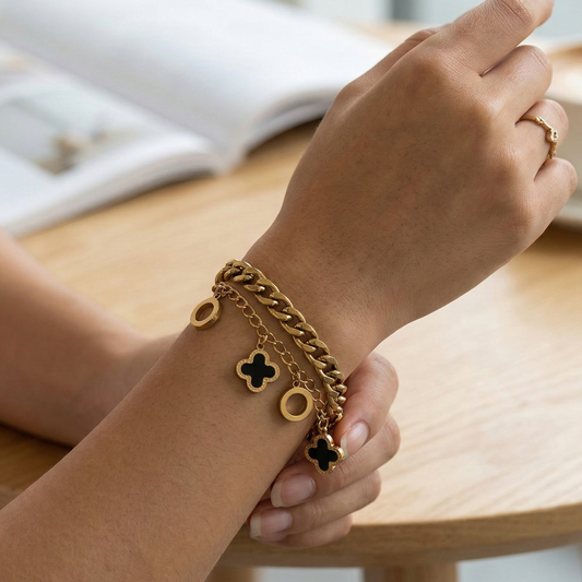 Nia Gold Chain Charms Bracelet