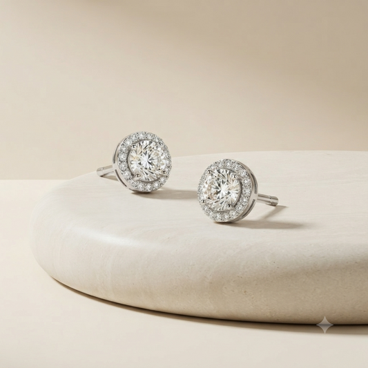 Round Zirconia Stud Earrings