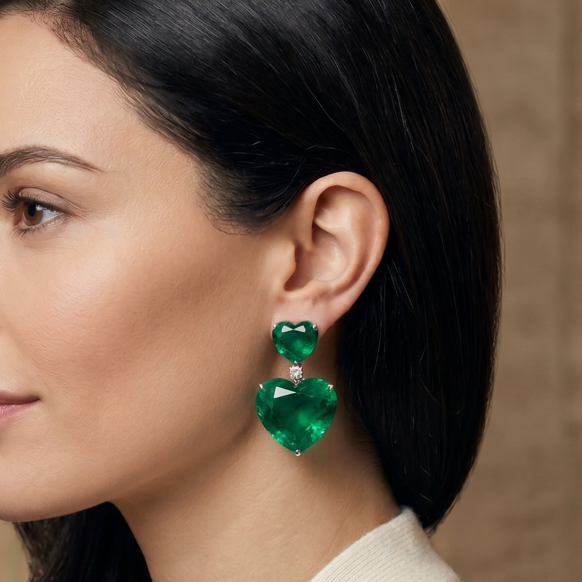 Emerald Heart Shape Earrings