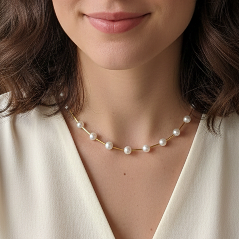 Minimal Pearl Chain Necklace